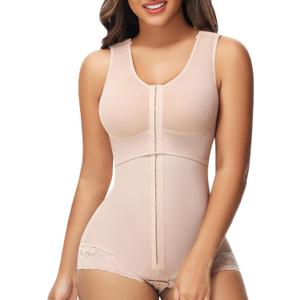 SHAPSHE Fajas Colombianas Moldeadoras BBL Post Surgery Stage 2/3 Body Shaper Tummy Control High Compression Garment Shapewear (X-Small, Beige)