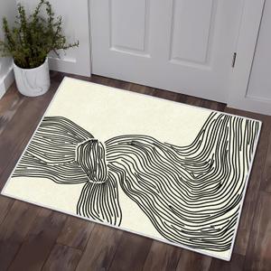SunNewt Printed Stain Resistant Washable Area Rug 8'x10' Living Room Large Rugs Soft Faux Wool Non-Shedding Low-Pile Floor Carpet for Dining Laundry Room Bedroom Bed Side, Contemporary Striped
