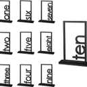 DAOLA Wooden Table Numbers 1-10 - Wedding Table Number Signs with Holder Perfect for Party Events and Catering Reception (Black 1&10)