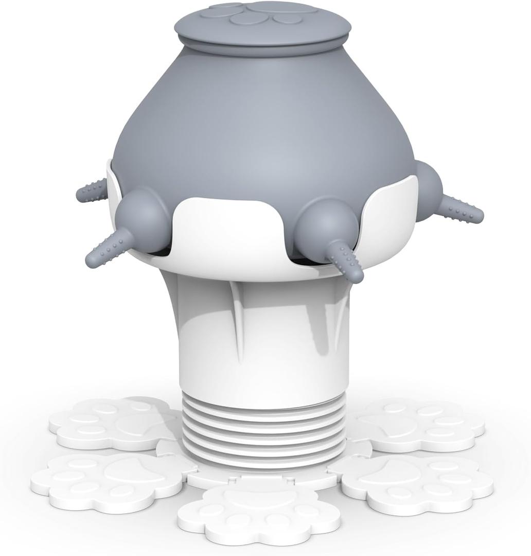 ORIA Puppy Feeder Milk Bowl, Silicone Puppy Milk Feeder for Multiple Puppies, Puppy Milk Feeding Station with 5 Teats, Adjustable Flow and Height, for Puppies Doggie Kittens Rabbits, 300ml (Grey and White)