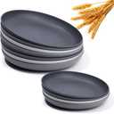 12 Pcs Wheatstraw Fiber Dinner Plates best alternative for Plastic Plates Unbreakable Plate set wheatstraw Material Microwave And Dishwsher Safe Plates In 4 Grey Stone Colors., 10 inch