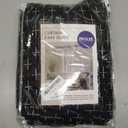 MIULEE Decorative Back Tab Linen Curtains with Geometric Pattern for Living Room Bedroom Farmhouse Rustic Thick Woven Textured Patterned Mudcloth Drapes 90 Inch Long 2 Panels Set, Black, 52"W x 90"L (Pack of 2)