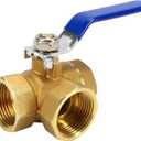 3 Way Valve 1 Inch DN25 Brass Ball Valve T Port T-Type Three-Way Tap Standard Port NPT Female Thread Pipe Valve for Water Oil and Steam