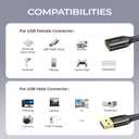 AINOPE USB Extension Cable,USB Extender,USB 3.0 Extension Cable, Male to Female Cord High Data Transfer Compatible with Keyboard,Flash Drive,Hard Drive,Printer,Black,10FT