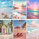 Frienda 6 Pcs Diamond Painting Kits 12 x 16 Inch DIY 5D Abstract Landscapes Diamond Art Full Round Drill Crafts for Adults Youth Beginners Numbers for Home Wall Decor Gifts (Pink Ocean)