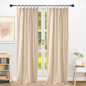 THE ART BOX Natural Gauze Blended Curtains Linen Sabsitute Energy Efficient Light Filtering Tab Top Door Window Treatment 2 Panel Drape for Livingroom (Natural, L 72" X W 42" Each Panel)