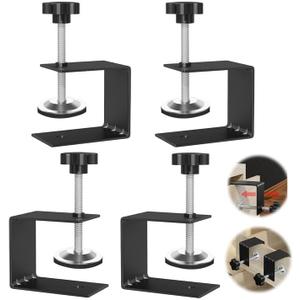 JEEJINYAN 4 Pcs C Clamps, Drawer Front Installation Clamps, Cold-Rolled Steel Clamps for Woodworking, Can Be Used as Door Installation Tools and Cabinet Tools, Black
