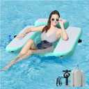 Inflatable Floating Chair Pool Floats Adult Lounger Float Chair for Swimming Pool Party Lake River (50"L x 45"W, Grey+Mint Green)