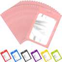 100 Pieces Resealable Mylar Bags with Zip and Clear Window Smell Proof Packaging Bags Foil Pouch Zip Bag for Food Self Sealing Storage Supplies (Pink, 2.753.93 inches)