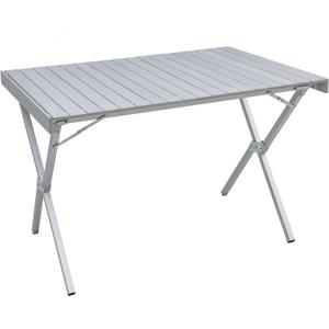 ALPS Mountaineering Folding Camping Table with Smooth Easy-to-Clean Roll Top and Sturdy and Lightweight Aluminum X Frame, Shoulder Carry Bag, 3 Sizes (Silver - New)