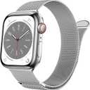 MARGE PLUS Compatible with Apple Watch Band Series 10, Ultra 2, SE, Ultra 9 8 7 6 5 4 Women and Men, Stainless Steel Mesh Loop Magnetic Clasp Replacement for iWatch Bands 38mm 40mm 41mm 42mm Silver