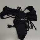 MOSHENGQI Women Sexy Brazilian Bikini 2 Piece Spaghetti Strap Top Thong Swimsuit Bathing Suit (Small, Black)