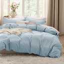 Bedsure Sky Blue Duvet Cover King Size - 3 Pieces Prewashed Cotton-Like Polyester Extra Soft Bedding Set, Includes 1 Duvet Cover 104x90 Inches with Zipper Closure & 2 Pillow Shams, No Comforter