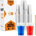 Turbo Bee Plastic Measuring Cups 8OZ,100 PACK Disposable Mixing Cups with 100 Mixing Sticks,Paint Graduated Measuring Tumblers for Epoxy Resin, Paint Mixing, Art DIY