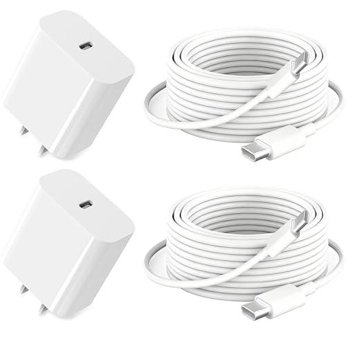 GKW iPad Charger Fast Charging 10ft USB-C Cable & 20W USB-C Charger Block 2-Pack for Apple iPad A16/11th/10th/Pro 13/12.9/11/Air/Mini A17 Pro, iPhone 17/16/15 Series, White