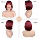 Red Bob Wig With Bangs Short red Wig for Women 12 Inch Straight Bob wig with Bangs Synthetic Colorful Cosplay Daily Party Use (Wine red,12IN)