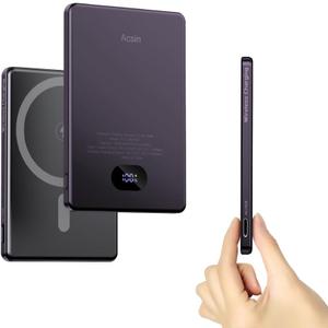 Magnetic Portable Charger Ultra Slim 5000mAh for Magsafe Battery Pack,Wireless Power Bank with 20W Two Way USB-C Charging for iPhone 15 Pro Max /15 Pro/15 Plus/15/14/13/12 Series (Purple)