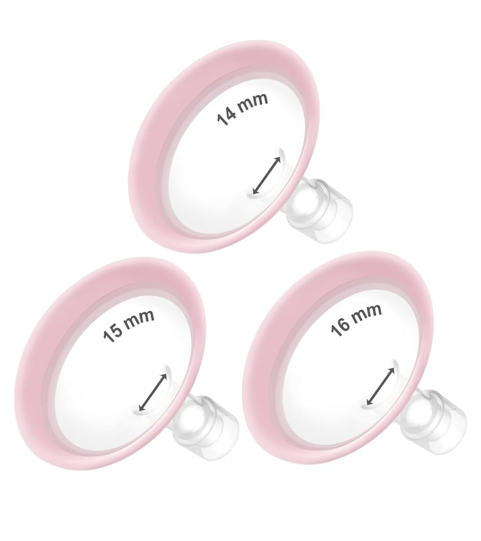 Maymom MyFit Flanges Pano Goldie Pack 14 15 16 mm Compatible with Medela Breast Pumps and Maymom Wide Base and Narrow Base Connectors