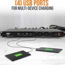 Pyle 19 Outlet 1U 19" Rackmount PDU Power Distribution Supply Center Conditioner Strip Unit Surge Protector 15 Amp Circuit Breaker 4 USB Multi Device Charge Ports 15FT Cord, Black - PCO865
