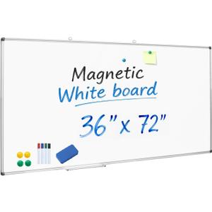 XIWODE 72"x36" Large Presentation Whiteboard, Magnetic Dry Erase Board Aluminum Frame Wall-Mounted with Long Pen Tray for Office Conference School