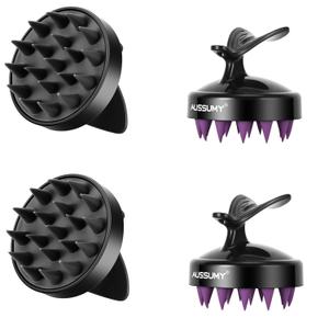Scalp Massager Shampoo Brush - 4-Pack Scalp Scrubber with Soft Silicone Bristles for Hair Growth & Dandruff Removal & Exfoliator - Ideal for Body Shower & Head Washing for Women Men & Kids (Black+purple+black+purple)
