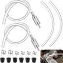 Meonum 2 Pack Brake Bleeder Hose, Motorcycle Brake Bleeder Kit with Nozzle Cap & Clamp, One Way Check Valve Tube Bleeding Tools for Hydraulic System Bleeding, Car Clutch Fluid Replacement Hose