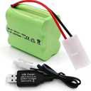 7.2V 2400mAh Rechargeable Batteries, Ni-MH AA Battery Pack with Tamiya Plug and Charge Cable for RC Truck, RC Boat, RC Tank