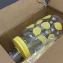 AnyDesign 1 Gallon Summer Lemon Plastic Drink Dispenser with 50 Pcs Disposable Plastic Cups Lids Straws Lemonade Stand Supplies Fruits Beverage Water Dispenser with Spigot for Juice Ice Tea Beer