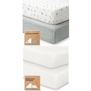 KeaBabies 2-Pack Muslin Crib Sheets for Boys, Girls and 2-Pack Crib Sheets - 100% Cotton Fitted Baby Mattress Cover, Soft and Breathable Toddler Bedding Set, 52x28