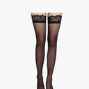 Bencailor 4 Pairs Fishnet Thigh High Stocking Silicone Lace Top Sheer Over Knee Stocking Silky Stockings for Women(Black, Large)