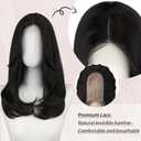 FESHFEN Wigs with Bangs for Women, Long Synthetic Layered Straight Hair Wig for Daily Party Use 18 inch