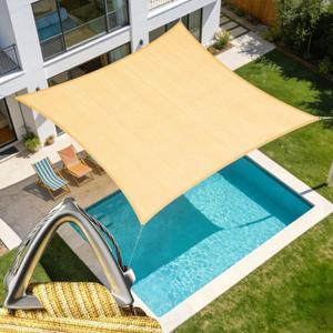 Royal Shade Heavy Duty 18' x 24' Beige Sun Shade Rectangle Pro Ring Shade Sail, 260 GSM Commercial UPF50 Sunshade, Reinforced Corners & Edges