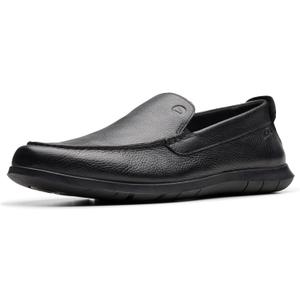 Clarks Men's Flexway Step Moccasin (9.5, Black Leather)