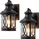 2-Pack Outdoor Wall Lights, Porch Lights, Waterproof Outdoor Wall Sconce, Exterior Light Fixture Oil-Rubbed Bronze Finish with Clear Glass Shade for Garage Patio Front Door Balcony, 12in. (11.5in.)