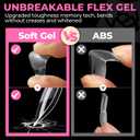 UNA GELLA Short Almond Nail Tips: 504PCS Short Fake Nails Soft Press On Gel Nail Tips Pre Shaped Almond Shape Home Nail Extension Full Cover, 12 Sizes Acrylic Gelly Tips