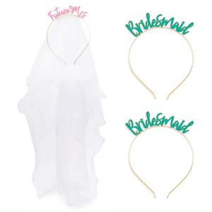 Future Mrs and Bridesmaid Headbands, Bachelorette Accessories for Bridal Party (3 Pack, 4.8 x 6.5 Inches)