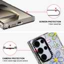 MOSNOVO Case for Samsung Galaxy S24 Ultra, [Buffertech 6.6ft Military-Grade Drop Protection] [Anti Peel Off Tech] Clear TPU Bumper Phone Case Cover Design - Linear Blooms