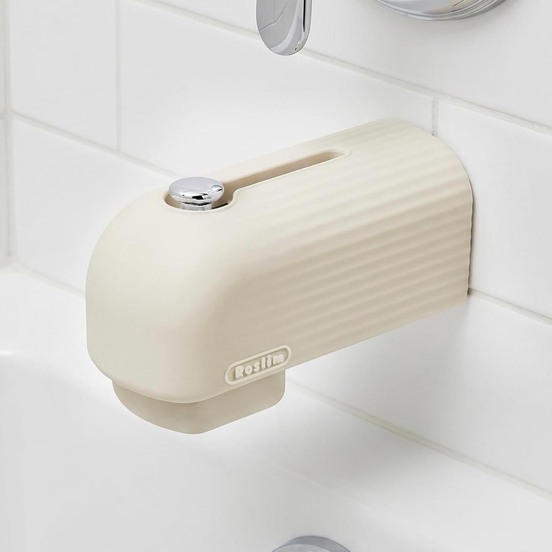 Roslim Faucet Cover Bathtub for Baby, Silicone Tub Spout Cover, Faucet Protector for Kids, Bath Spout Guard for Baby, Toddler Faucet Cover, Water Spout Cover for Child Safety, Universal Fit, Ivory