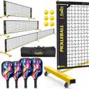 Pickleball Set Net with 4 Paddles, 6FT/11FT/22FT Portable 3-in-1 Pickle Ball Net with Carry Bag, Pickleballs, Designed for All Weather Conditions