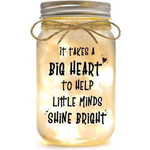 Kimoli Teacher Appreciation Gifts for Women Teacher Christmas Gift Mason Jar Night Lights with Warm Lights Home Decor