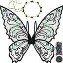 U-Goforst Fairy Wings Adult Women, Fairy Costume for Woman Butterfly Wings for Girls Adult Halloween Costume Cosplay Dress Up (Black)