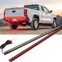 48" Tailgate Light Bar Triple Row LED Truck Tailgate Light Strip with Red Running Brake Lights White Reverse Amber Turn Signal Lights Compatible with Toyota Tacoma Ford Ranger Maverick GMC Canyon