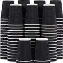 Lamosi 12 oz Disposable Coffee Cups - 120 Pack, Insulated Corrugated Paper Cups 12 oz, Kraft Ripple Wall Cups for Hot Beverage or Cold Drinks Office/ Home/ Party/ Travel/ Cafe (Black)