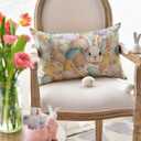 AVOIN colorlife Easter Eggs Bunny Flowers Throw Pillow Cover, 12 x 20 Inch Eucalyptus Leaves Cushion Case Decoration for Sofa Couch