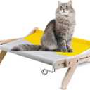 Cat Window Perch - Large Cat Hammock & Bed with Easy Setup - Wooden Cat Seat & Climber - Brown