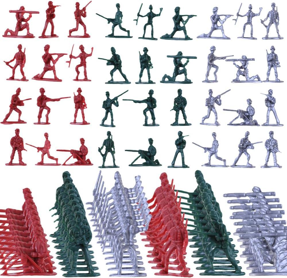 150PCS Army Men Toys Military Set, Plastic Army Men Soldier Action Figures, Multiple Poses Soldiers Playset Gifts for Adults Kids Boys Girls