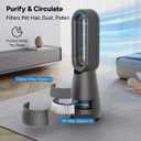 3-in-1 Bladeless Tower Fan for All-Season Warmth and Cooling, 22'' Air Purifier Combo, 90° Oscillating Fast Air Circulator, Quiet Portable Fan for Bedroom Home Office, Black