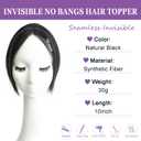 10" Clip in Bangs Hand-tied Base, 360 Clip In Hair Topper No Bangs Upgrade Handmade Hair Extensions (Natural Black)