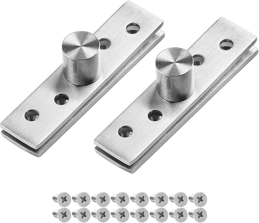 360 Degree Rotation Hidden Door Pivot Hinge, 2.9-Inch Stainless Steel for Cabinet and Cupboard  2 Pcs