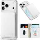 TUCCH for Magsafe Wallet with 6 Card Holders, RFID Blocking [Clear ID Window] PU Leather Men Women Folio Magnetic Phone Wallet for iPhone 17/16/15/14/13/12/Plus/Air/Pro/Pro Max Series, White